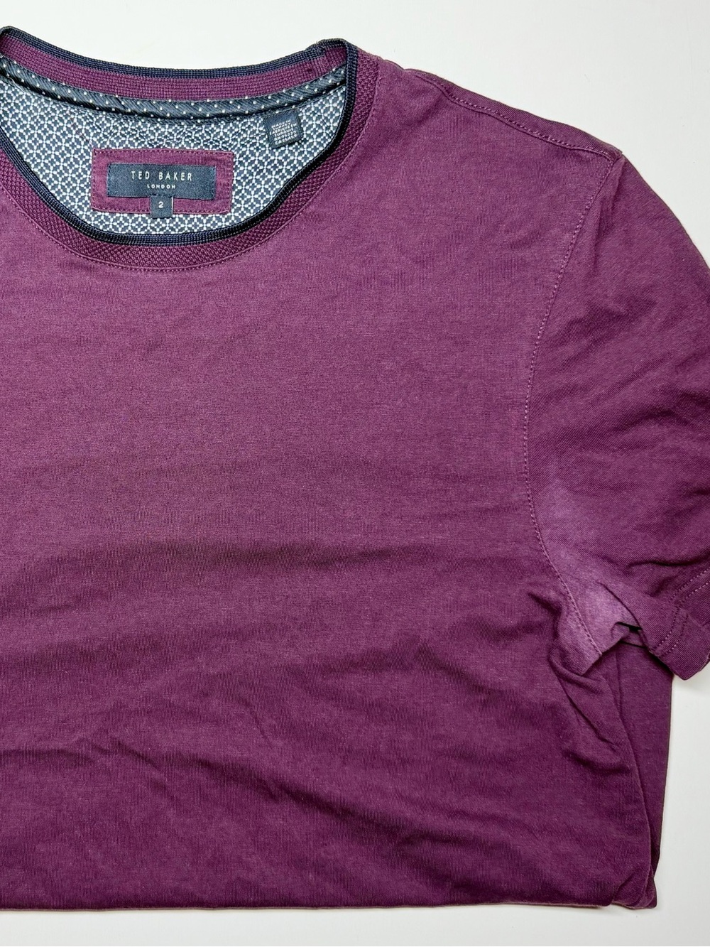 Ted Baker London Men’s Burgundy Cotton Crew Neck T‑Shirt Size 2 – AS IS